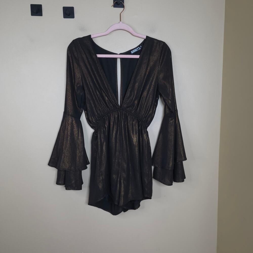 Audrey 3+1 Bronze Long Bell Sleeve Romper Size S